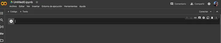 Imagen de la consola de Google Colab